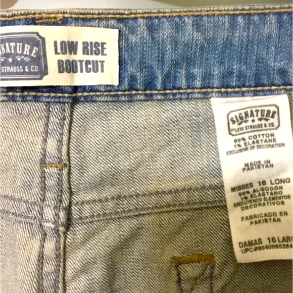 SIGNATURE BY LEVI STRAUSS & CO PANTS BLUE JEAN LOW RISE BOOTCUT 16 LONG NWT - Picture 5 of 8